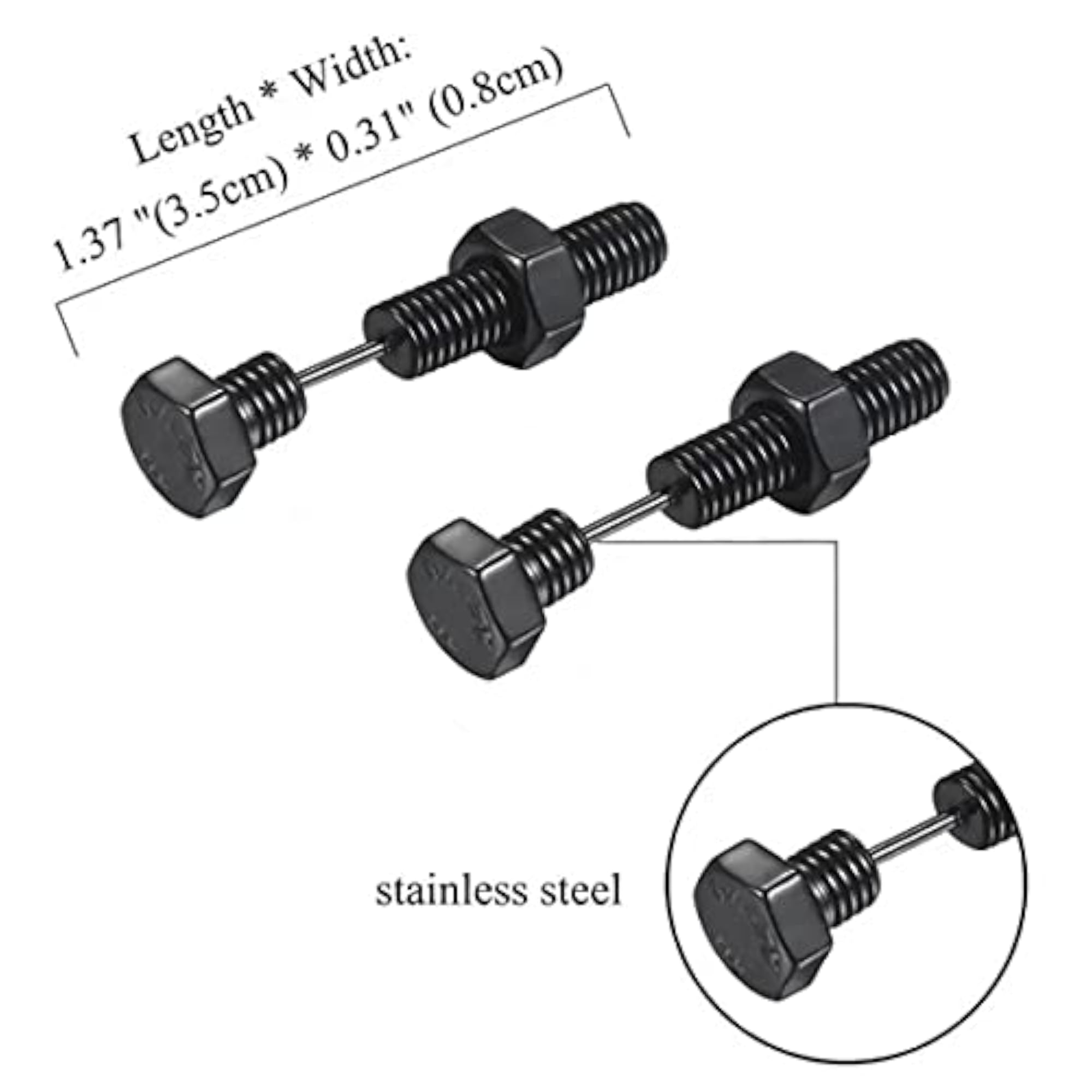 Stainless Steel Screw Stud Earrings for Men
